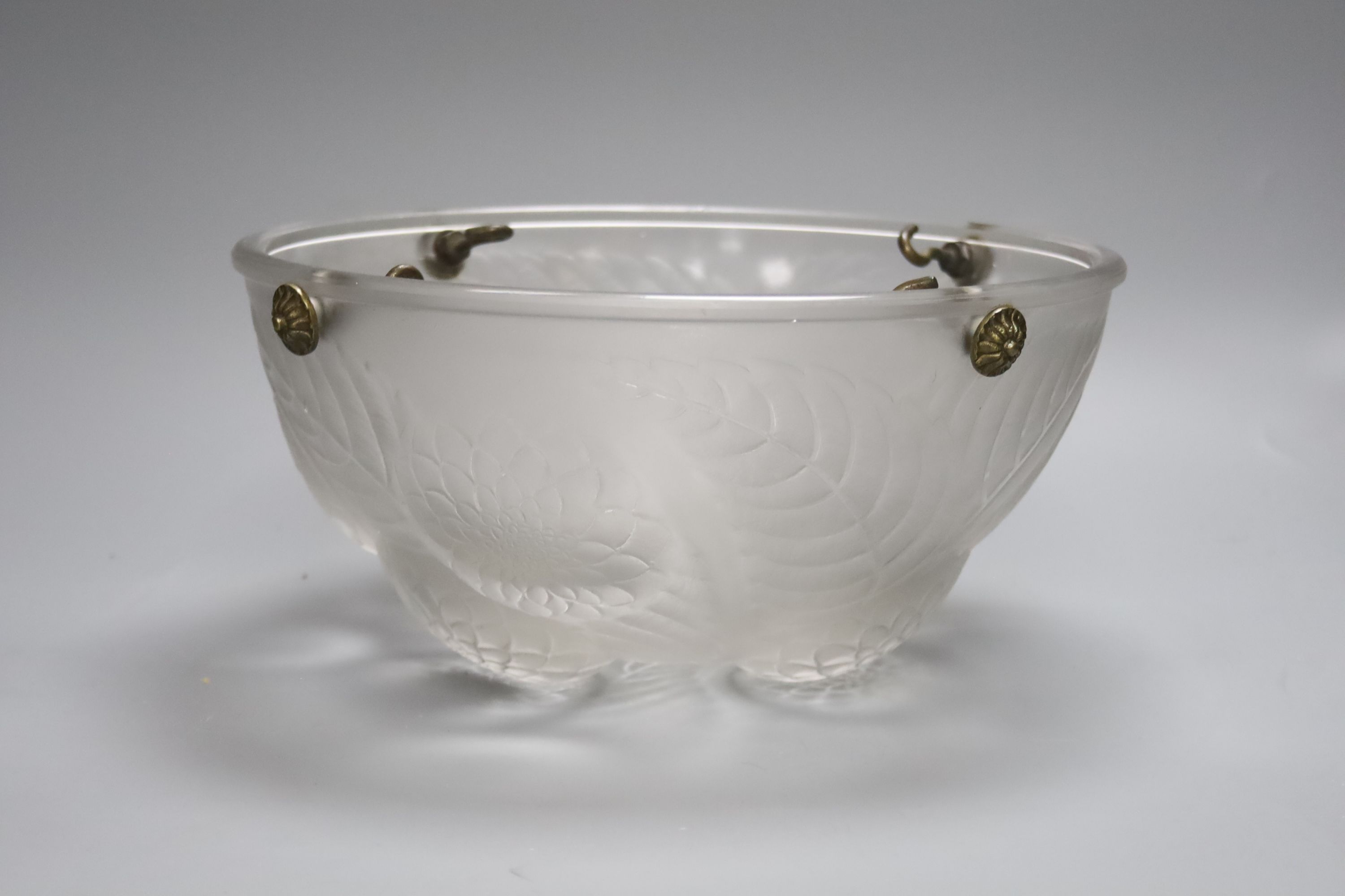 An R. Lalique dalias pattern plaffonier, marked R. LALIQUE FRANCE, diameter 30.5cm